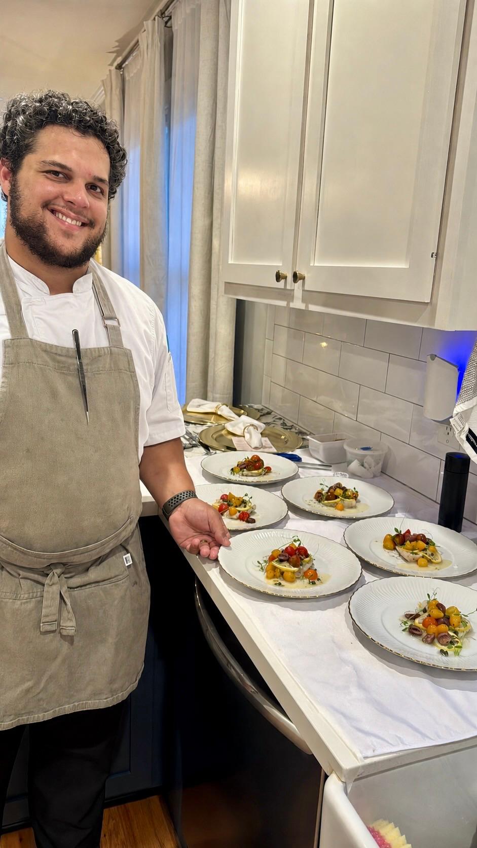 River Road Supper Club chef plating dishes in a home kitchen
